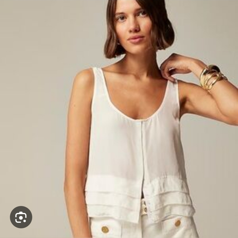 J. Crew Drapey tiered top in crepe de chine Size Medium Nwt